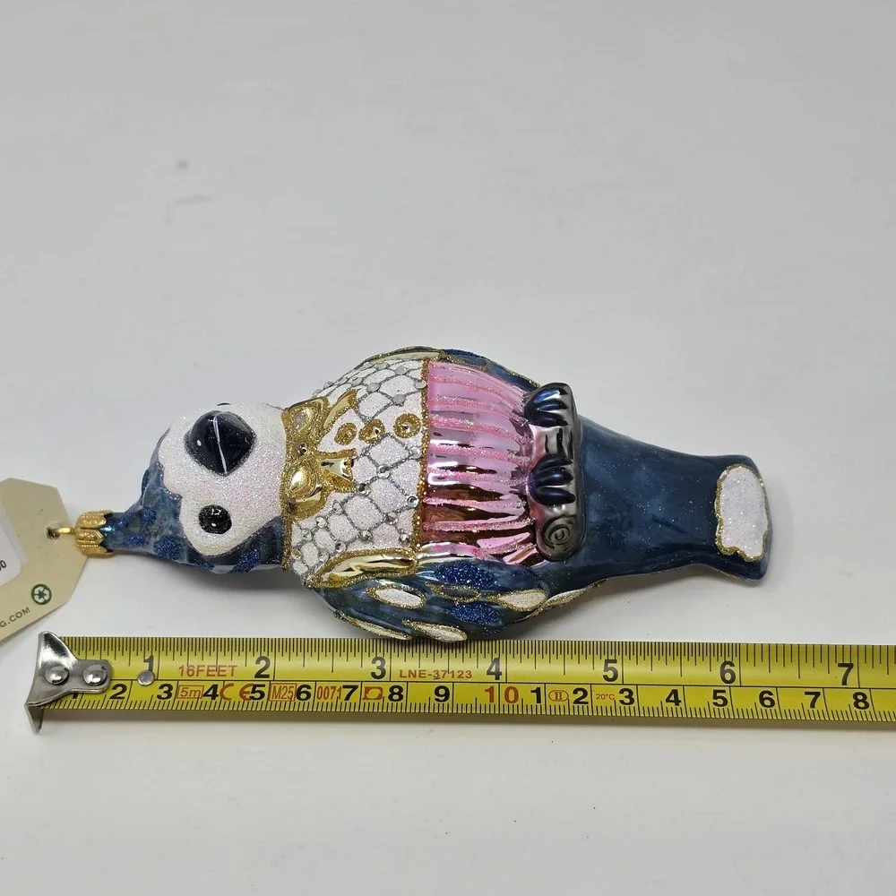 NIB JingleNog Marion Blue Bird Ornament #80689 Hand Blown & Painted in Poland